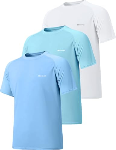 ZENGVEE 3er Pack Langarm/Kurzarm Herren Uv Shirt UPF 50+ Funktionsshirt | Schnelltrocknend & atmungsaktiv, UPF 50+ UV-Schutz, geeignet für Laufen, Fitness und Schwimmen