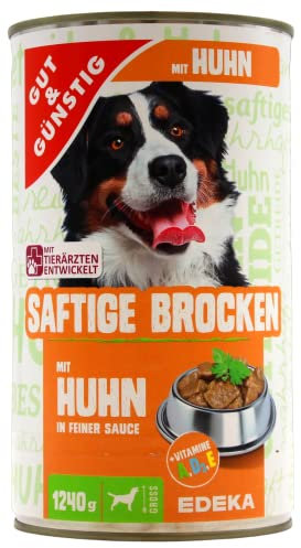 Gut & Günstig Saftige Brocken mit Huhn in feiner Sauce, 6er Pack (6 x 1,24 kg)