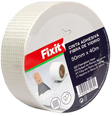 Nastro adesivo in fibra di vetro per incollaggio di giunti, nastro adesivo per giunti, rotolo nastro di vetro, nastro in fibra di vetro per riparazione e sigillatura di pareti (50 mm x 40 m)