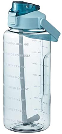 Maodom Große Trinkflasche Mit Strohhalm & Zeitmarkierung 2L,Motivation Wasserflasche Mit Uhrzeit Motivierend Sportflasche Für Gym,Fitness,Wandern?Schwarz/Blau/Grün/Pink/Lila?