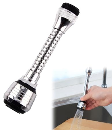 Douchette Evier Cuisine Robinet 360 Degres,Rallonge de Robinet de Cuisine,Embout Robinet Cuisine avec Aerateur,Filtre Eau avec 2 Modes de Mousseur Economie Eau,pour Douchette Evier Cuisine