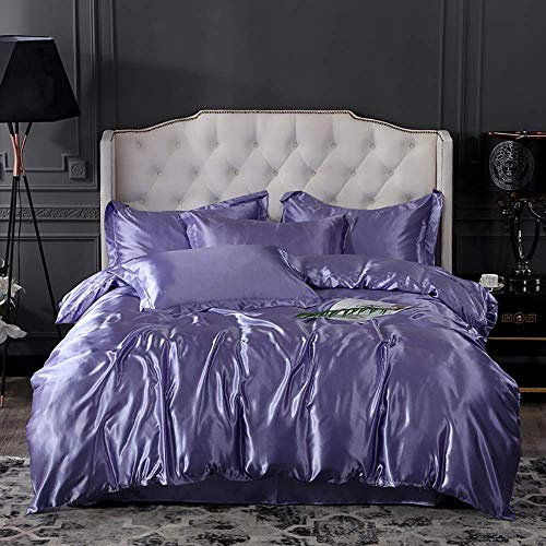 Set copripiumino in raso, set biancheria da letto king size argento, set biancheria da letto set copripiumino in seta completamente satinato set copripiumino morbido e setoso in 4 pezzi set biancheria