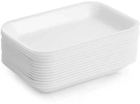 Bits N Things White Foam Meat Display Trays | Disposable Standard Supermarket Meat Poultry Frozen Food Tray | Arts & Crafts | 50 Count