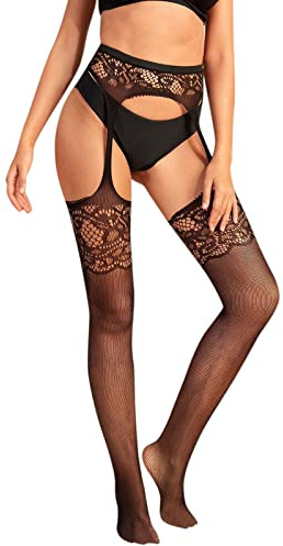 LKRSEEF Transparente Guepiere Femme Contention Sexy Collant Dentelle Autofixant Érotique Bas Vintage Bas Et Jarretières Autofixant Combinaison Ouvert Femme Ensemble Nylon Vêtements Femme Soldes