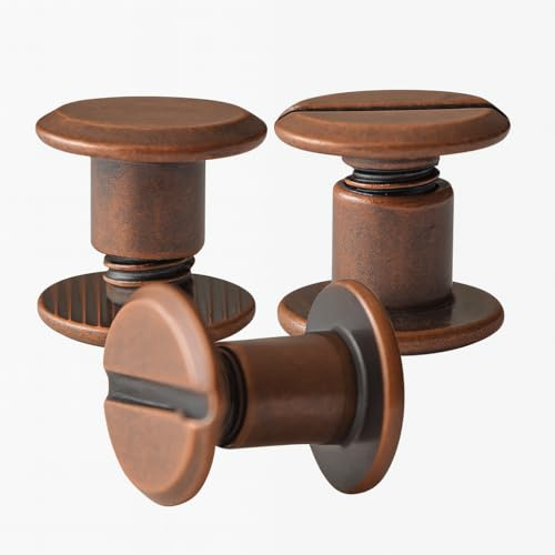 Q-tools® Buchschrauben 5mm Schraubnieten | rote Bronze antik | 20 Stück | Chicago Schrauben/Gürtelschrauben/Ziernieten