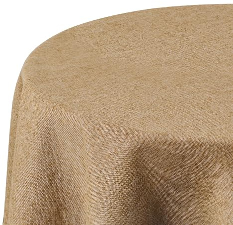 Deconovo-bordsduk tvättbar linnebordslinne vattentät lotuseffekt, rund, 140 cm, ockrabrun, 1 st