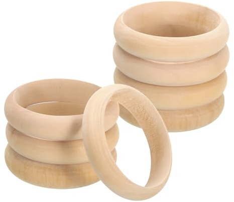 QUARKZMAN Träarmband 8 st 87 mm - Retro Makrame-ring Träfälgar Oavslutade Släta Träringar För Hantverk Smycken Gör-det-själv Heminredning