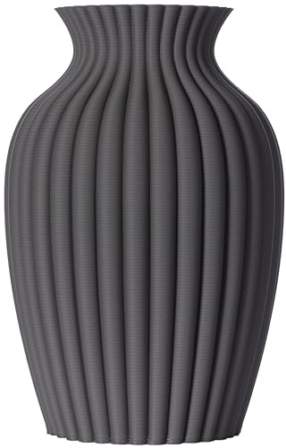 3D Vase Blumenvase Dekovase Brikenda 21cm für Schnitt-/ Trockenblumen | nachhaltig | wasserdicht (Dunkelgrau)