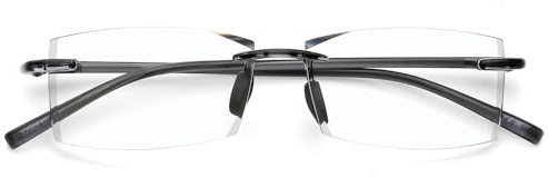 DOOViC Randlose Lesebrille 1,25 Blaulichtfilter schmal Rechteckig Grau Arme
