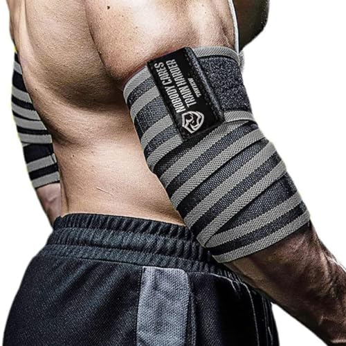 TAVIEW Ellenbogenbandagen für Gewichtheben, 120 cm, elastische Ellenbogenbandage & Kompression, Powerlifting, Fitness, Cross-Training & Gym Workout – Ellenbogenriemen zum Gewichtheben