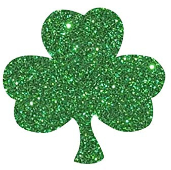 Shamrock Iron On Transfer, St Patrick's Lucky Decal, Green Glitter
