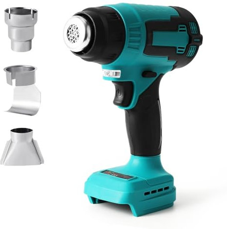 Pistola térmica inalámbrica para batería Makita 18V (no incluida), pistola térmica portátil inalámbrica de 500W con 3 boquillas, secador de pelo industrial doméstico