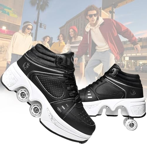 Rollschuhe,Schuhe mit Rollen für Mädchen,Turnschuhe mit Rollen Jungen,Roller Shoes zum Einklappen,LED Roller Skates for Kids,Schuhe Roller Frauen