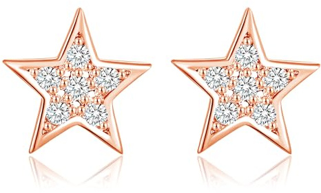 Kamise Ohrstecker Silber 925 Damen, Sterling Silber Stern & Mond Ohrstecker Ohrringe für Frauen Mädchen, Hypoallergen Zirkonia Ohrstecker Ohrringe, 8mm Klein Gold Schlafen Kinder Ohrstecker Ohrring