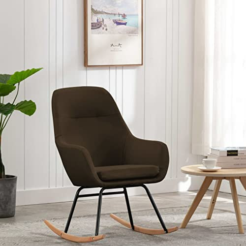 Sufrk Schaukelstuhl Braun Stoff Relaxsessel Mit Liegefunktion Sessel Wohnzimmer