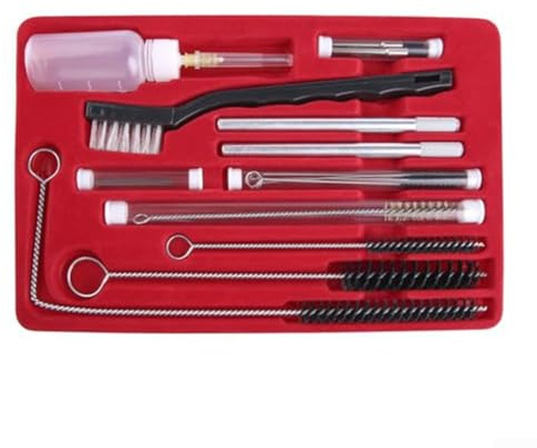 Set di pulizia a spruzzo con scatola portaoggetti, strumento di manutenzione multiuso per pistole a spruzzo per vernice, HVLP, pistole a spruzzo, inclusa spazzola in filo di ottone, spazzola in fibra