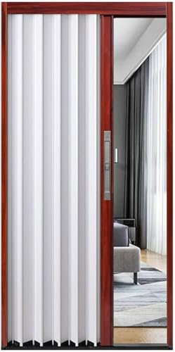 SAFWELAU Scheunentür Raumteiler schiebetür 203 cm hoch Faltschiebetüren aus Aluminium für Schlafzimmer Home Office, Akkordeon-Falttüren mit Schloss(54x80in(136x203cm))