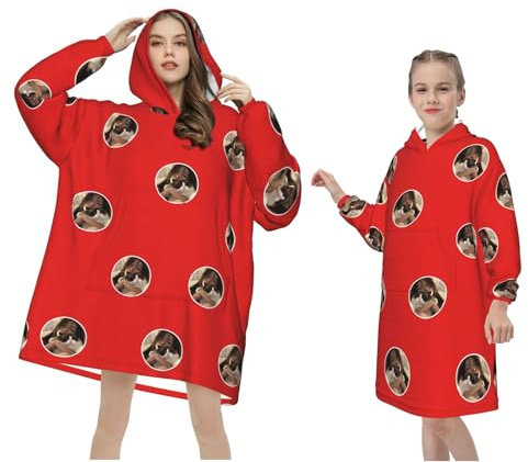 RoPox Personalisierbare tragbare Decke, Hoodie, Übergroße Kapuzen Ärmeldecke mit Taschen, Superweiche und Warme Flanell Decken Hoodie, for Erwachsene Männer Damen Teenager