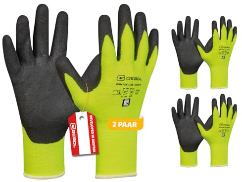 Gebol - Winter Lite Touch Gants de travail d'hiver avec ajustement parfait, gants de montage pour températures fraîches, prise en main sûre, contenu : lot de 2 paires multipack, taille M (taille 8),