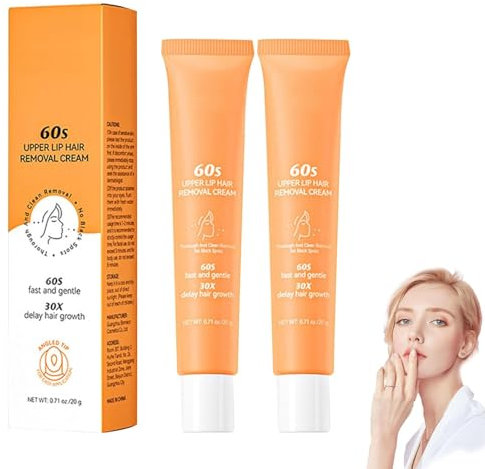 20g Gesichtshaarentfernung Creme, 2 Stück Oberlippenhaarentfernung Creme, Sanfte beruhigende Enthaarungscreme für Gesicht und Körper