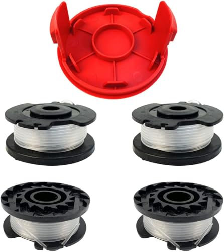 Gucass Rasentrimmer Fadenspule 5307-20 mit 6,1 m Nylonfaden – passend für Gardena Ersatzspulen 9807, 9808, 9809, 9827, 8846, 8847, 8848, 9870, 9872, 9874 (5 Spulen + 1 Trimmerabdeckung)
