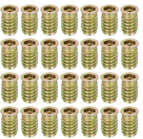 sourcing map Lot de 28 écrous filetés M10 x 25 mm pour bois – Vis en acier au carbone pour meubles – Écrous de fixation