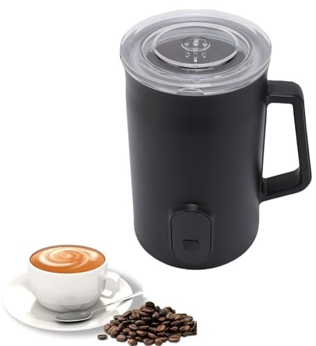 Electric Milk Frother and Steamer, 4 in 1 Automatic Warm and Cold Milk Foamer, for Coffee, Latte, Cappuccino, Macchiato, Hot Chocolate, Quiet Motor, Black (UK Plug 220V)