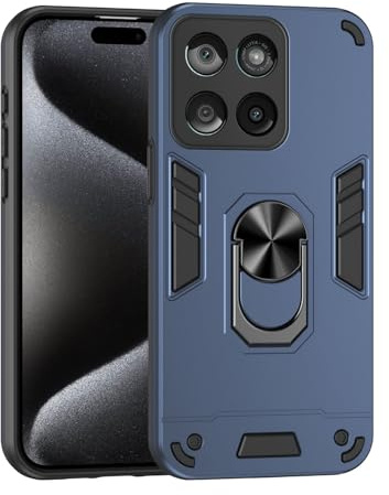 BORYA Funda para Motorola Moto G86, Antigolpes Suave Silicona Ultradelgado TPU + PC Carcasa, Anticaída Grado Militar Estuche. Caso con Magnético Metal Soporte. Azul