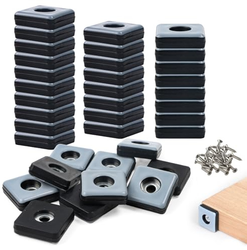 Yooyan 36 Stück 25mm Teflongleiter Quadratisch, Teflongleiter zum Schrauben, mit 36 Edelstahlschrauben Teppichgleiter Gleiter für Schwere Möbel, Sessel Stuhlbeine