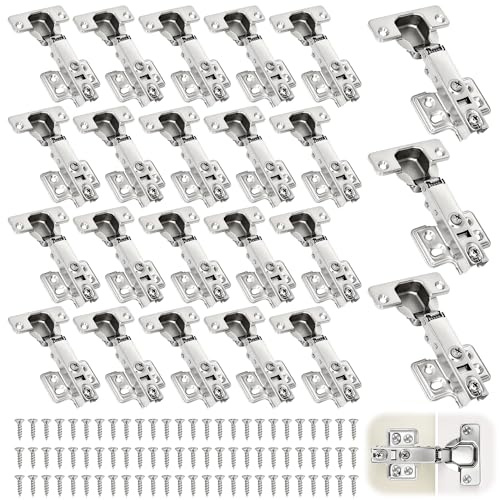aleawol 24pcs Soft Close Kitchen Cabinet Door Hinge, Kitchen Cupboard Hinge | 105° Full Overlay Mute Concealed Cabinet Hinges with Screws, Embedded Furniture Hinge for Kitchen Cabinet Wardrobe