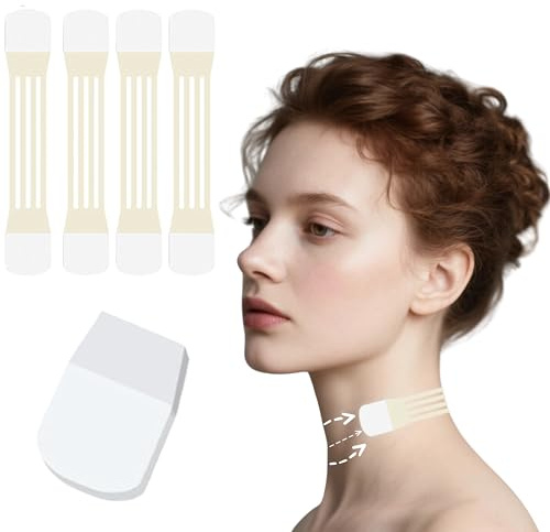 24Pcs Instant Face & Neck Lift Tape Pro Kit - Invisible Tightening Patches for Saggy Neck, Double Chin & Wrinkles, 4 Skin Tone Strips + 20 Adhesive Pads (Women's Non-Surgical Solution)