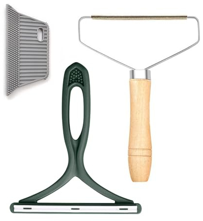Xanthelle Kit de eliminación de Pelo de Animales, Cepillo para Pelusa de 3 Piezas, Set de removedor de Pelusa con raspador de Doble Cara, removedor de Pelo de Gato para Alfombra y sofá, sin residuos