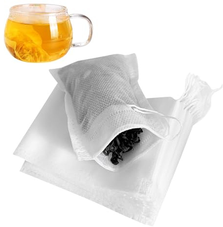 600Pcs Tea Filter Bags,9 x 7 cm Reusable Tea Filter Bags with Drawstring, Tea Bag Empty, Reusable Teabag, Teafilter, for Loose Tea Infuser for Loose Tea, Coffee & Spices