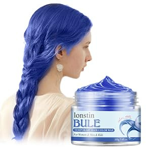 lonstin Denim Blue Hair Colour Wax for Kids & Adults Temporary Hair Dye Wax 100g Wash Out, Non-Sticky Clay Mud Cream for Parties, Cosplay & Daily Fun