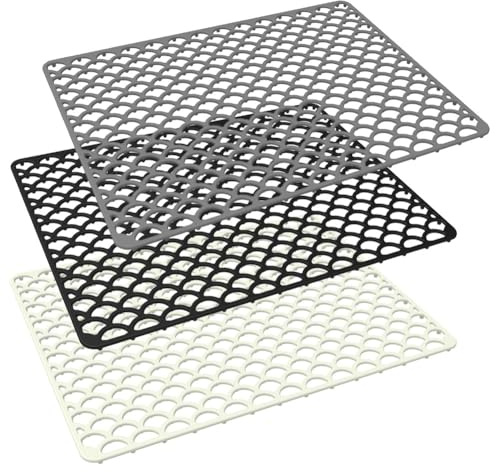 Sisinkal Alfombrilla protectora grande de silicona para fregadero de cocina con agujeros de drenaje, almohadilla de protección inferior antideslizante para fregadero de drenaje central, alfombrilla