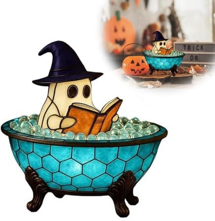 Ghost Bubble Bath Lamp, Halloween Ghost Night Light, Cute LED Lamp,Handmade Mood Lamp with Color Change,USB Rechargeable, Ghost-Themed Bathtub Accent Lamp for Halloween Decor, Bathroom, Bedside (1pc)