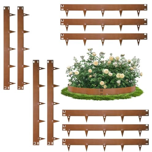 Dibaful 107,5 cm x 10 Bordures de pelouse en Acier Corten Flexible Bordure de Parterre en Acier | Flexibles pour Bordures de parterres Jardin Hauteur 20cm