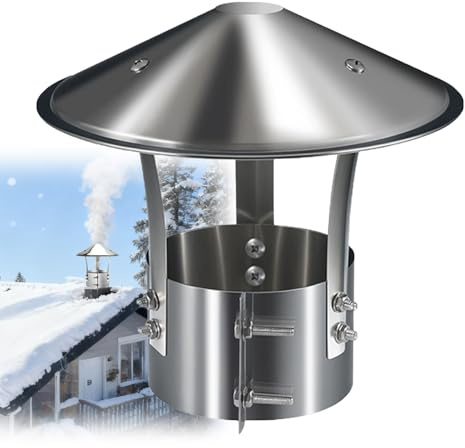 Sombrero de Chimenea acero Inoxidable 201, Antilluvia Ajustable | Sombrerete de Chimenea Redonda para Chimenea, Tubo de Estufa, Estufa Pellet Leña y Salida de Humos del Tejado(170mm)