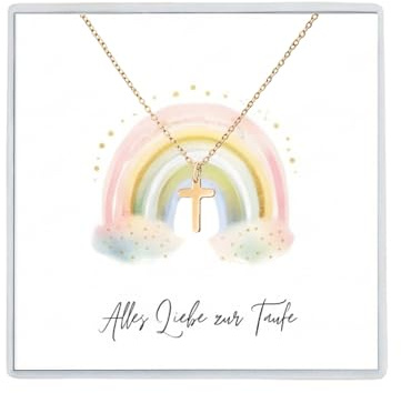Wunderlinchen Halskette mit Kreuz Anhänger Geschenk zur Taufe Kommunion Junge Geburt Taufgeschenk für Mädchen