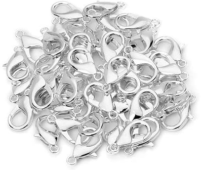 100 stycken hummerlås smyckeslås kedja armbandslås kedjelås karbinhake för kedjor armband halsband ersättning reparation karbinhakar silver 18 mm