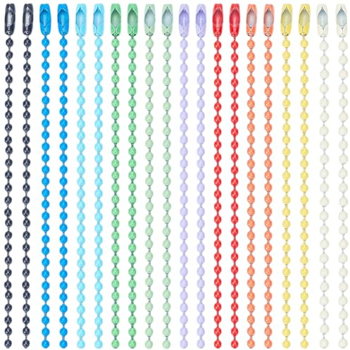 SOFPLATE 200 Llavero de Metal con Forma de Bola de 10 Colores Cadena de Eslabones con Cuentas de Hierro Cierres Colgantes para Joyería Llaveros Etiquetas de Precio Manualidades.