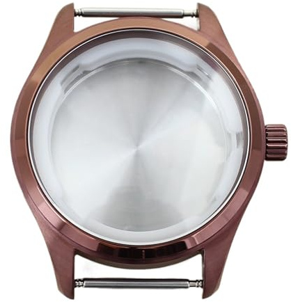 1 st 40 mm borstad klockfodral solid baksida for NH35 NH36 NH38/34 Automatisk förflyttning 33,6-34,3 urtavla delar 316L stål(Coffee)