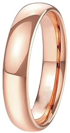Whoiy Ringe Frauen Roségold mit Gravur, Hochzeit Ringe Titan 2MM/4MM/6MM Schlicht Trauringe Modeschmuck Poliert Damenringe Größe 47-70