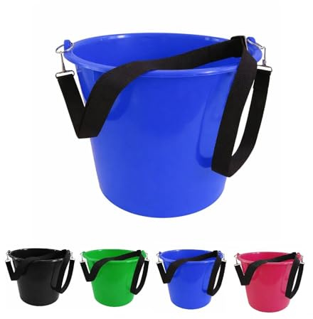 NETPROSHOP Eimer zum Umhängen inkl. Gurtband perfekt für Einzelfütterung 7 Liter oder 12 Liter, Groesse:L, Farbe:Dunkelblau