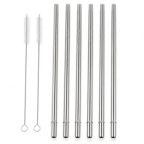 6 Pcs Stainless Steel Drinking Straws, 8.1 Inch