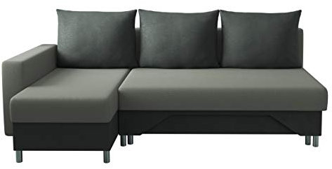 Mirjan24 Ecksofa Tom! Sofa Eckcouch Couch! mit Zwei Bettkasten und Schlaffunktion, Funktionssofa L-Form Schlafsofa Bettsofa (Ecksofa Links, Suedine 1008 + Suedine 1024)