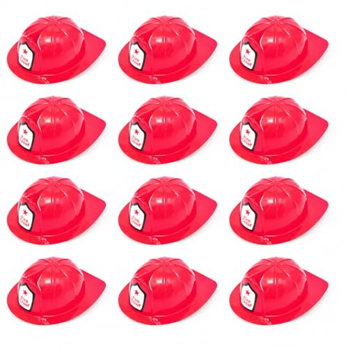 jameitop® 12 Stück Feuerwehrhelm Kinder/Jugendliche Karneval/Fasching SET