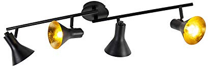 Qazqa Verstellbarer Deckenstrahler, Deckenspot - Magno - Schwarz Gold, max. 40W, Geeignet für LED, 82cm, 4-flammig, Ideal als Wohnzimmerlampe, Küche lampe und