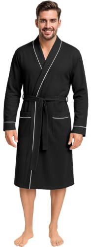 NY Threads Men's Robe Cotton Blend Knit Bathrobe, X-Large, Black