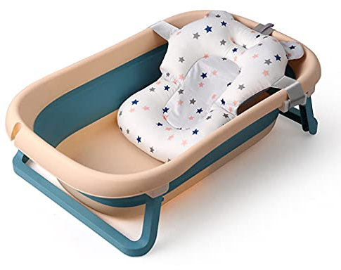 CongMing-huajia GroßEr Baby-Badewannen UnabhäNgiger Sitz Faltbare, Langlebige Badewanne Mit GroßEr RüCkenlehne Large Das Baby Kann Sich Hinlegen Und Im Badeeimer Sitzen D
